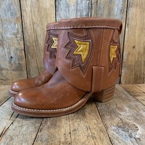 SOLD Us 7, upcycled Boho Boots. Patent pending.